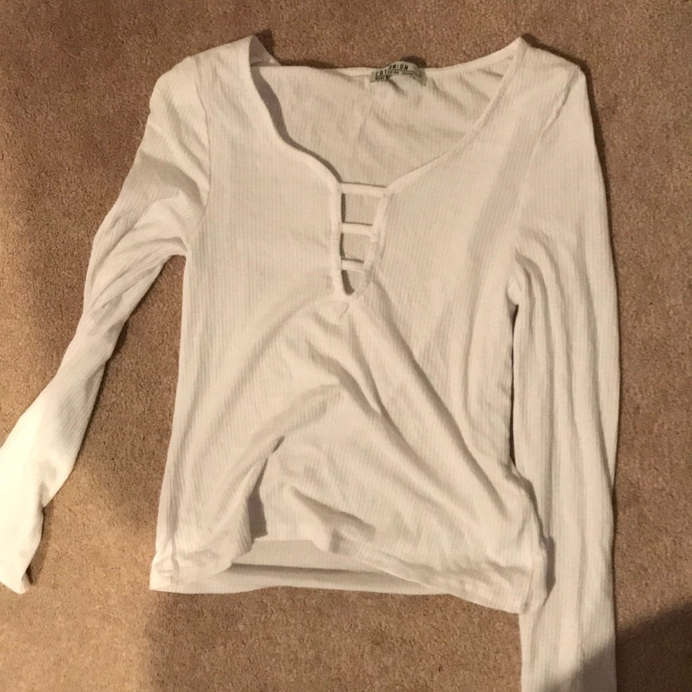 Cotton on long sleeve tight white tee